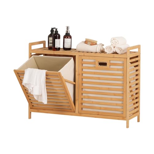 Double Laundry Hamper with Shelf