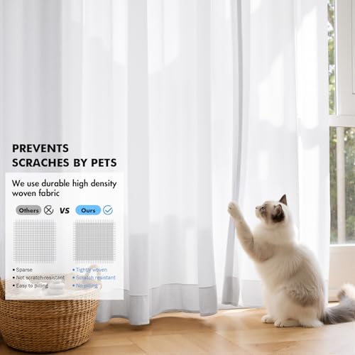 White Privacy Sheer Curtains 2 Panels 42W x 45L (2 Count)