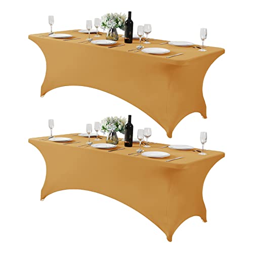 2Pack Spandex Table Cover for 8FT or 4ft or 6ft Table Universal Fitted Stretch Tablecloth for Party (2 Count)