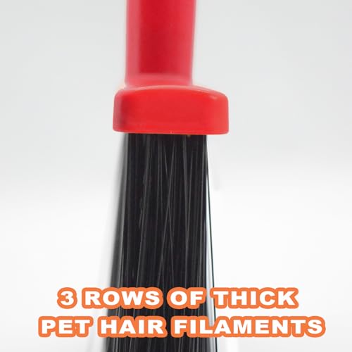 Small Broom Stiff Bristles Brush with Long Handle Indoor or Outdoor Compact Broom for Sweeping Patio Garage Garden