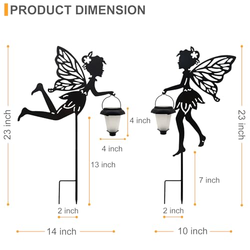 2 Pack Solar Fairy Garden Metal Stake Decorative Lantern (2 Count)
