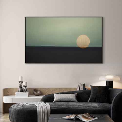 30"x60" Extra Large Framed Wall Art Minimalist Seascape Sunset with Golden Sun on Horizon for Home Living Room Bedroom Decor