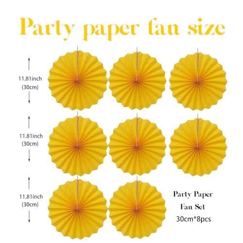 Morange Party Decorations Morange Hanging Paper Fans Set 8pcs