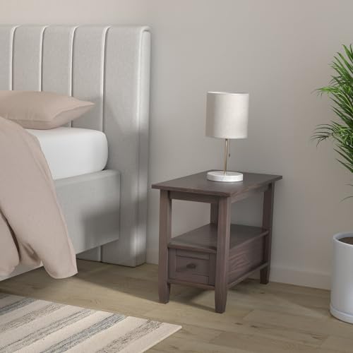 Warm Shaker 14" Wide Solid Wood End Table in Brunette Brown