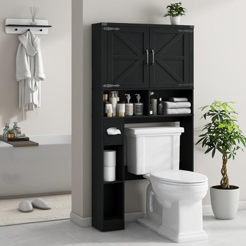 Over The Toilet Storage Cabinet with 2 Barn Doors