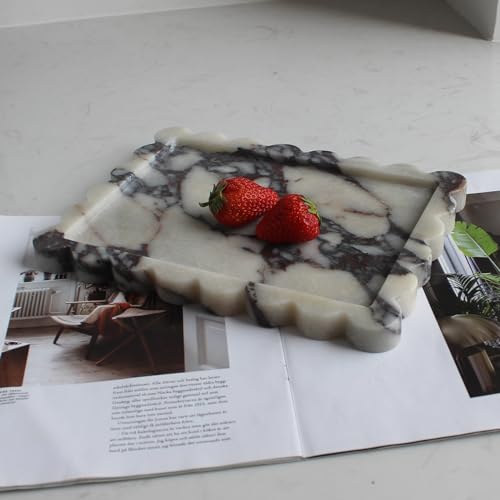 Natural Luxury Scalloped Marble Tray 10.8"x8"