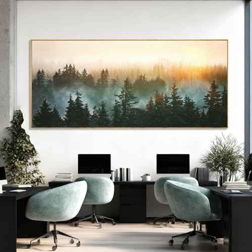 Nature Wall Art Tree Wood Wall Decor Forest Canvas Pictures 32"x70" Bedroom Artwork Over Bed Poster for Dining Room Office