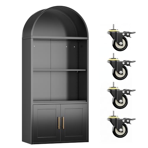 Metal Arched Storage Cabinet with Lockable Wheels