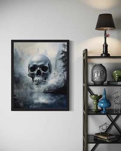 Foggy Skull Black Framed Poster Art Print