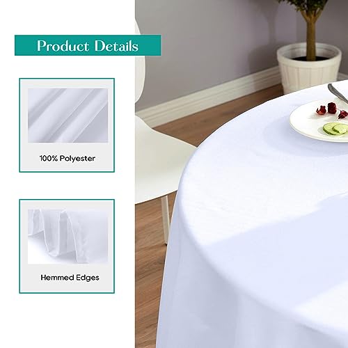 2 Pack 132 Inch White Tablecloths for Round Tables (2 Count)