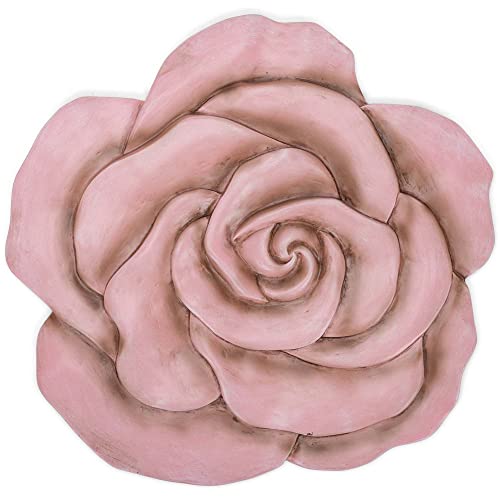 NAT & Jules Rose Flower Shaped Dimensional Indoor Outdoor 12 inch Cast Resin Decorative Garden Stepping Stone