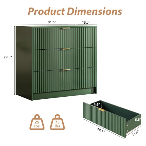 Green Fluted Dresser for Bedroom