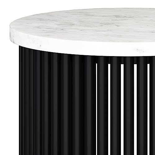 Demy 20" Wide Round Metal Table in Natural and Black