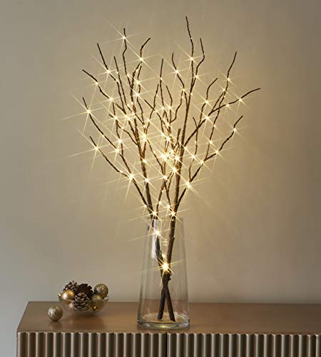 Lighted Brown Willow Branches 32IN 100 LED with Timer Battery Operated