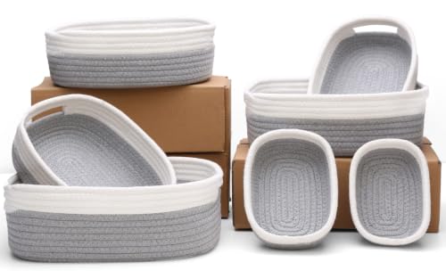 7 Piece Cotton Rope Woven Basket Set