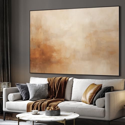 60"x72" Extra Large Framed Wall Art Beige Abstract Minimalist Neutral Illustration for Home Living Room Bedroom Decor