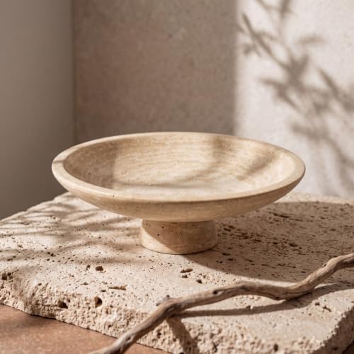 11.8" Natural Travertine Fruit Bowl