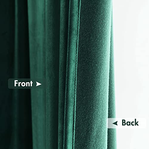 Dark Green Blackout Velvet Curtains Drapes 72 Inch Long 52"x72" (2 Count)