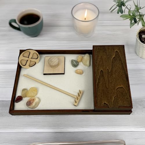 Wooden Zen Garden with Accessories Box