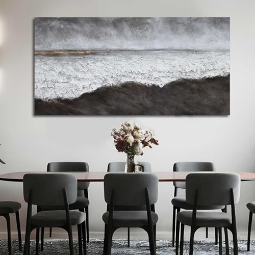 Black Canvas Artwork For Living Room Abstract Wall Decor Picture on Canvas Large Size Hallway Decor Office Dining Room Decorative Wall Art 29"x58" Ready to Hang