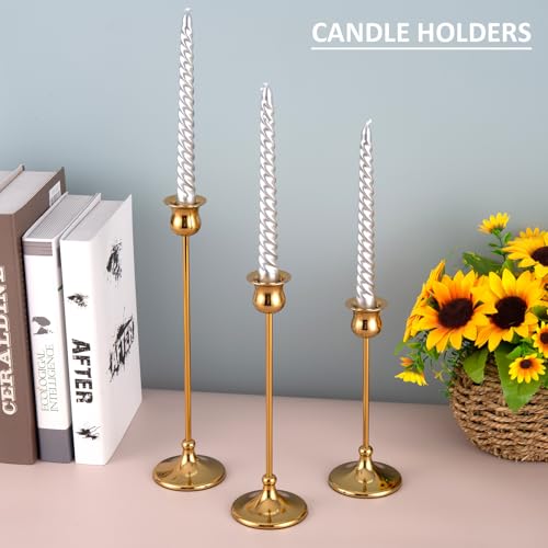 Taper Candle Holder Tall Vintage Metal Candlestick Holders Candle Stick Candelabra for Halloween Thanksgiving Christmas Holiday Wedding (6 Count)