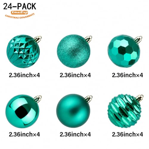 24ct Christmas Ball Ornaments Shatterproof Xmas Tree Hanging Balls Decorations Perfect for Holiday Wedding Christmas Decor (24 Count)