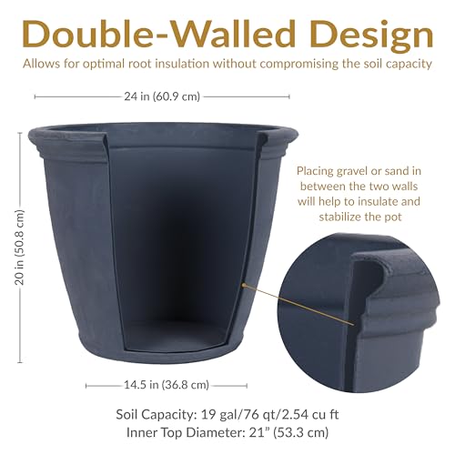 Sunnydaze Anjelica 24'' Large Plastic Planter Pot for Plants (4 Count)