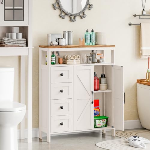 Farmhouse Storage Cabinet with 2 Doors and 4 Drawers