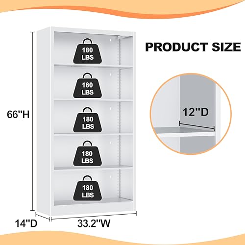 66" Tall Metal Bookcase