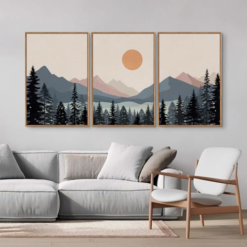 Boho Mountain Framed Canvas Wall Art Set of 3 (3 Count)
