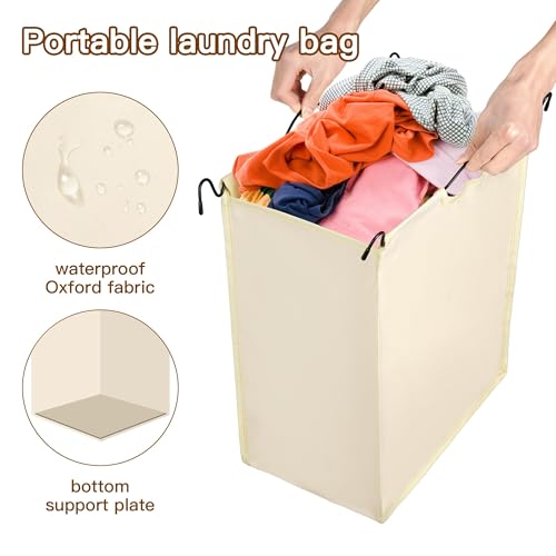 3 Section Laundry Sorter with Garment Hanging Bar Rack Foldable Ironing Board