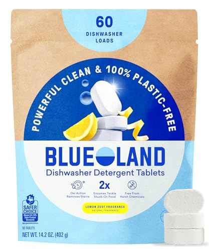 100% Plastic Free Dishwasher Detergent Tablets Set (60 Count)