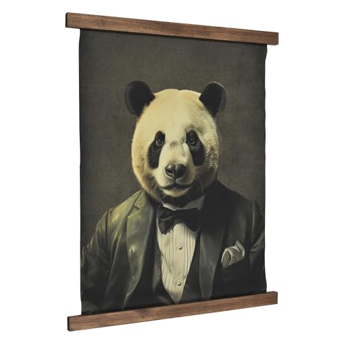 Hanging Linen Dapper Suit Panda Tapestry Vintage Animal Wall Art Hanging