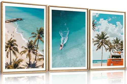 Large Nature Surfboard Beach Framed Canvas Wall Art