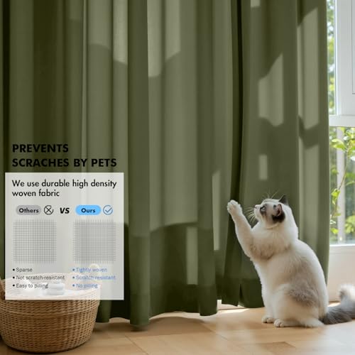 Olive Green Privacy Sheer Curtains 2 Panels 42W x 84L (2 Count)