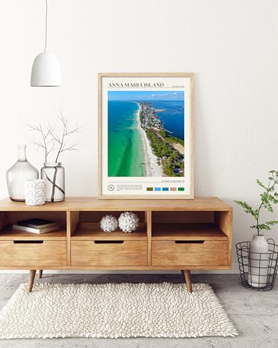 12x16IN Anna Maria Island Beach Framed Wall Art Canvas Print
