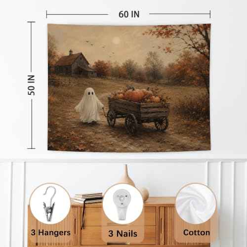Halloween Ghost Fall Pumpkin Tapestry 50x60 Inches