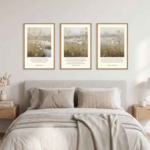 Vintage Christian Bible Verses Framed Canvas Wall Art