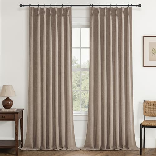 Dark Flax Blackout 105 Inch Long Boho Living Room Curtains 2 Panels Set (2 Count)