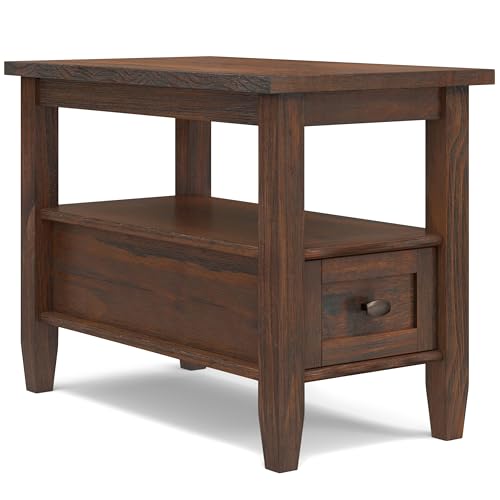 Warm Shaker 14" Wide Solid Wood End Table in Charcoal Brown