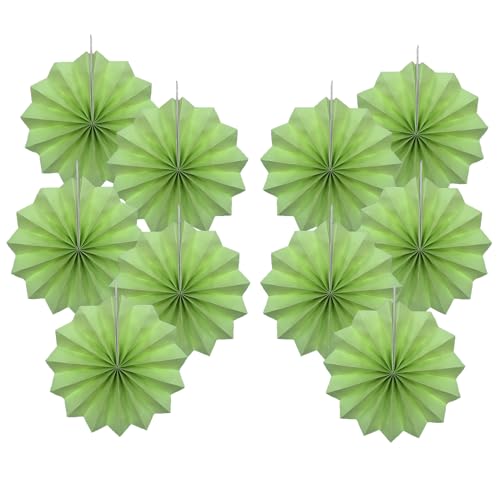 Green Party Decorations Light Green Hanging Paper Fans DIY Set 8in (30 Count)