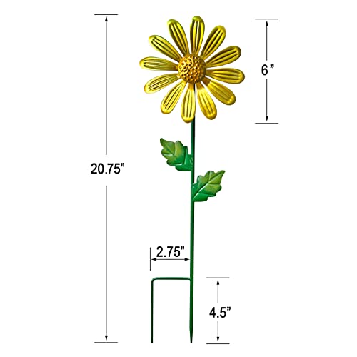 Set of 3 Metal Daisy Garden Stakes (3 Count)