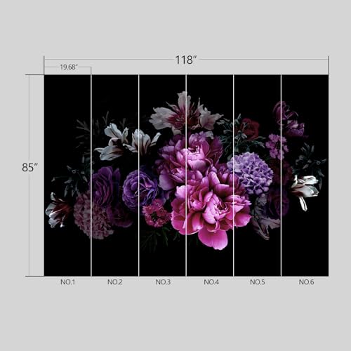 Black Peony Floral Wallpaper Peel and Stick wall Mural for Bedroom Living Room