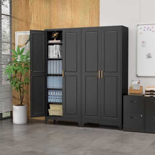 75”Metal Pantry Storage Cabinet with Doors & 5 Adjustable Shelves