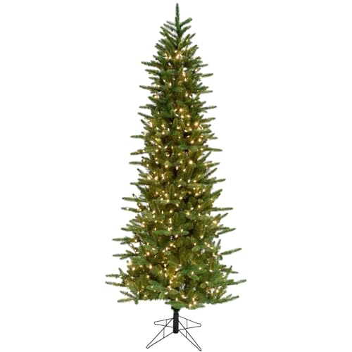 6.5 Ft. Carmel Pine Slim Artificial Christmas Tree with Warm White LED Lights and Stand