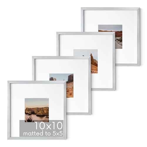 10x10 Silver Metal Picture Frames Matted to 5x5