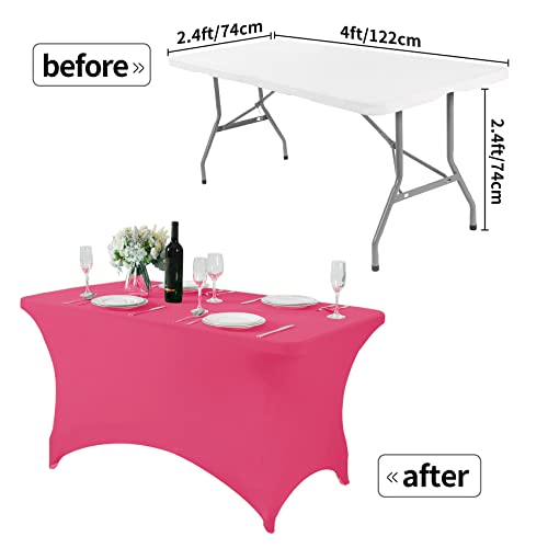 Spandex Table Cover for 4FT or 6ft or 8ft Table Universal Fitted Stretch Tablecloth for Party