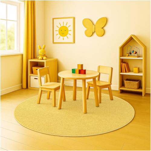 Soft & Colorful 9' Round Kids Classroom Area Rug