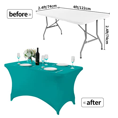 Spandex Table Cover for 4FT or 6ft or 8ft Table Universal Fitted Stretch Tablecloth for Party