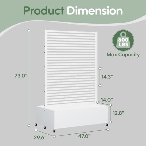 Double Metal Planter Box with Trellis Privacy Screen